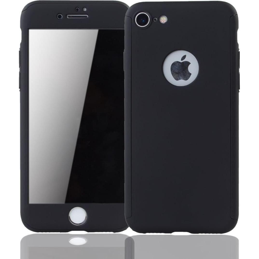 König Design Hülle Handy Schutz für Apple iPhone 8 Full Case Cover Displayschutz 360 Schwarz (Apple iPhone 8), Smartphon...