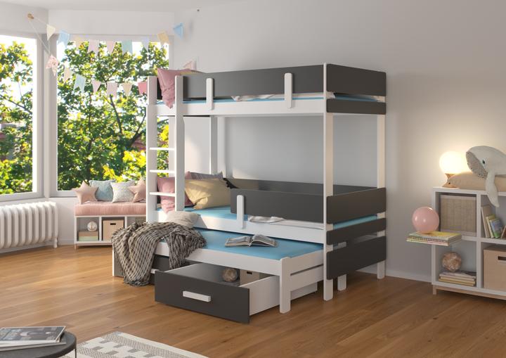 Actual product image ADRK Furniture Triple Bunk Bed with Mattresses ETAPO 180x80