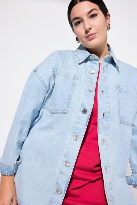 Actual product image Studio Untold Oversized Acid Wash Denim Button Down Blouse (60)