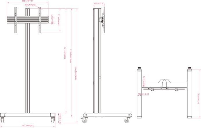 Actual product image Multibrackets Floor stand with castors-100", black, max. 90kg (90 kg)