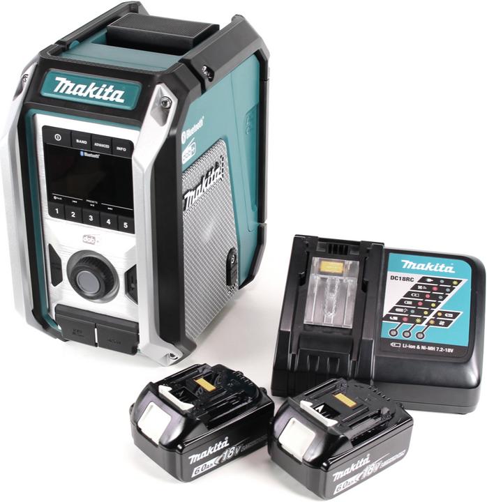 Actual product image Makita DMR 115 RG Rechargeable construction site radio 12V - 18V Bluetooth DAB+ IP65- + 2x rechargeable