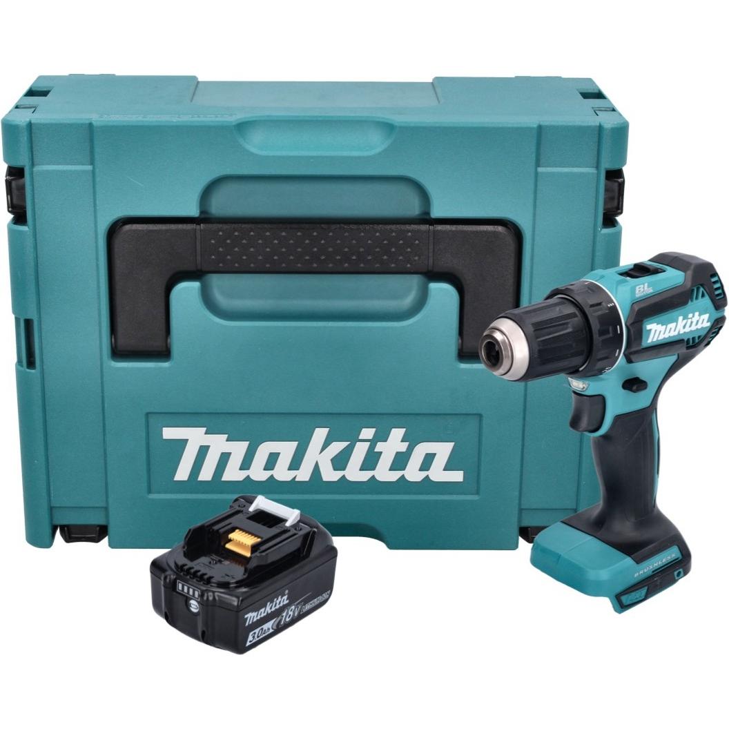 Thumbnail - Makita, Bohrmaschine + Akkuschrauber, DDF 485 F1J Akku Bohrschrauber 18 V 50 Nm Brushless + 1x Akku 3,0 Ah + Makpac - oh...