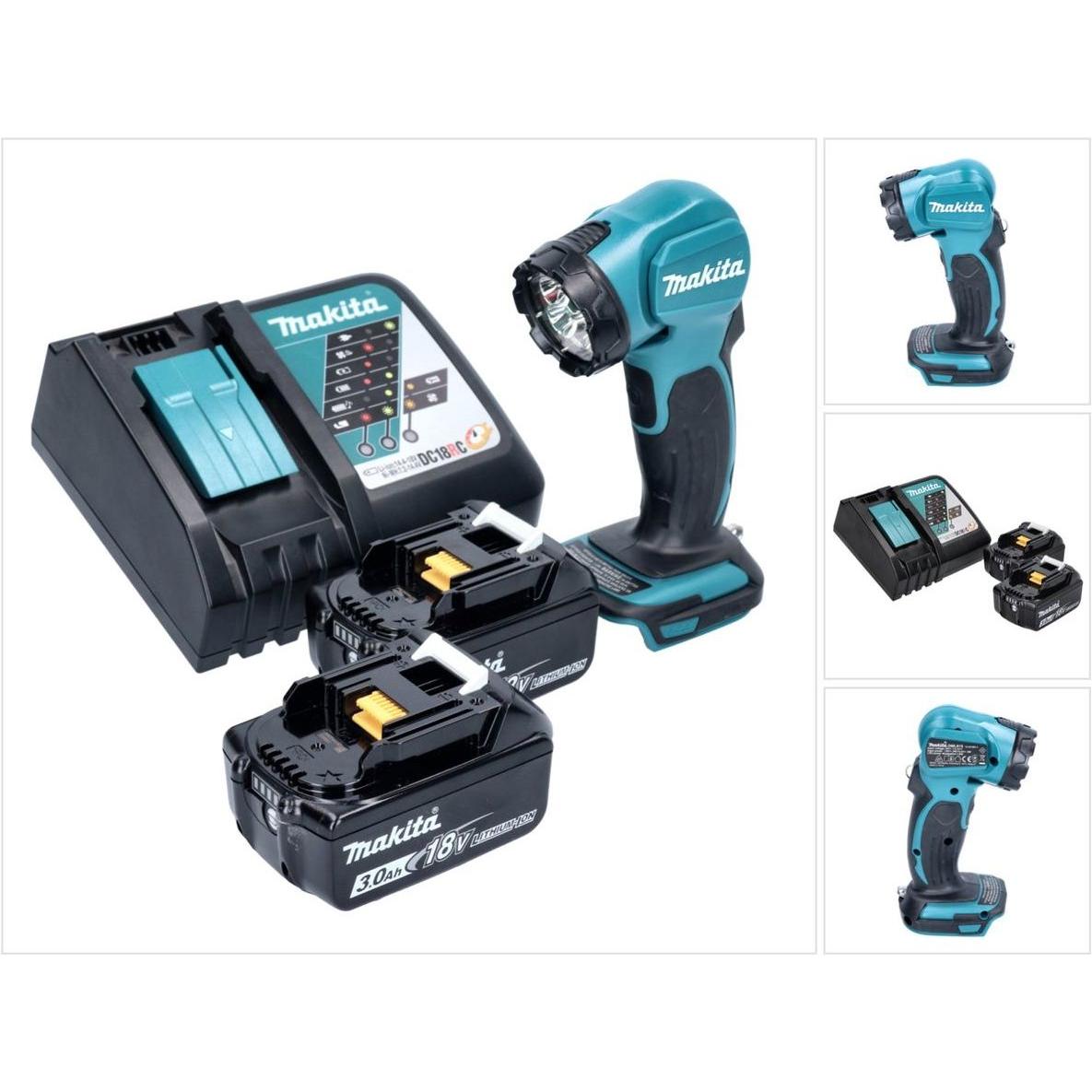 Makita, Arbeitsleuchte, DEADML 815 RF LED Akku Handleuchte 14,4 - 18 V 160 lm + 2x Akku 3,0 Ah + Ladegerät (160 lm)