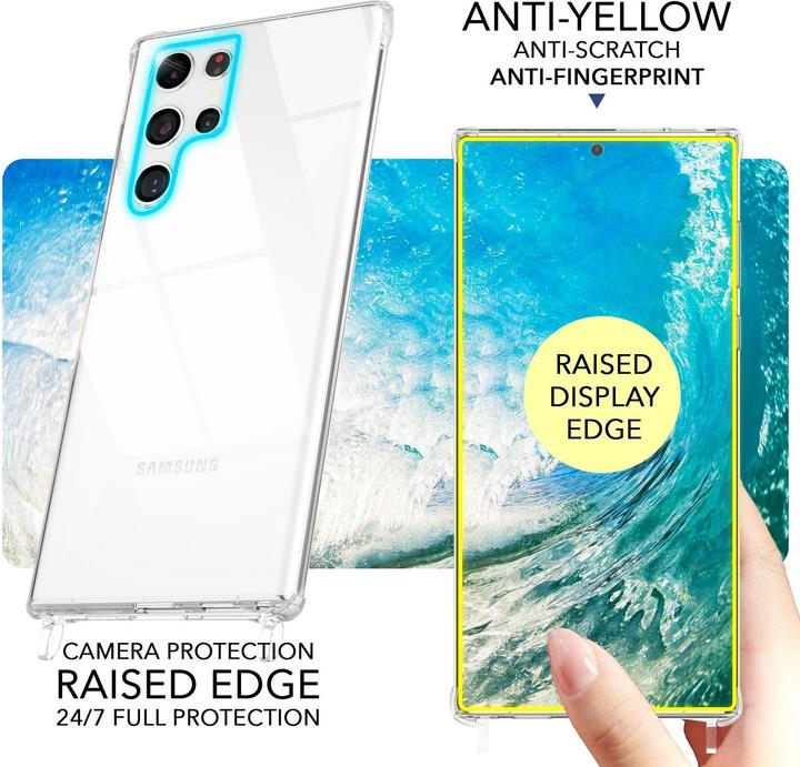 Actual product image Nalia Clear hybrid case with chain to hang around the neck