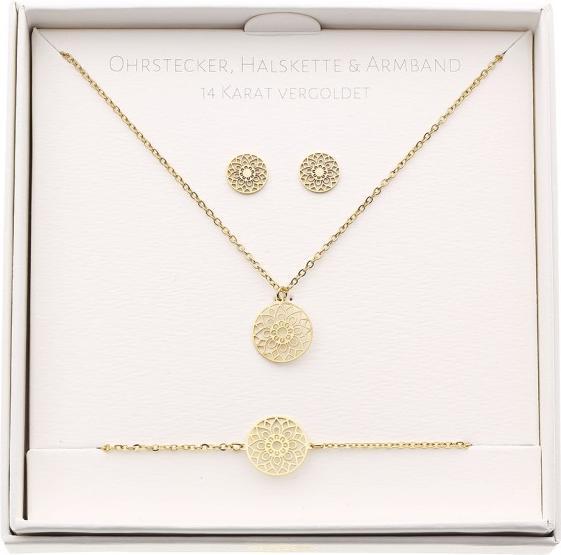 Produktbild HCA Geschenkset Halskette-Armband-Ohrstecker vergoldet - Mandala des Glücks