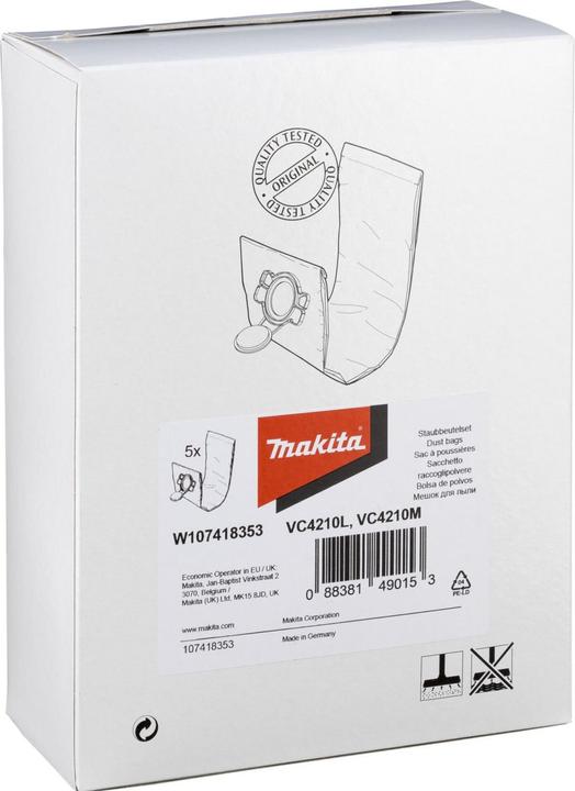 Immagine prodotto Makita Sacchetto filtro M 5-pack per l'aspirapolvere VC4210M (5 x)