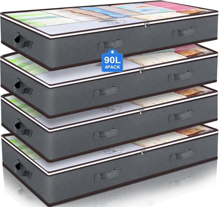 Budding Joy Faltbare Unterbett-Aufbewahrungsboxen (4er Set) (50 cm, 90 l, 4x)