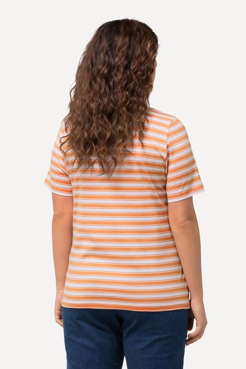 Produktbild Ulla Popken T-Shirt, Ringel, Metallic-Tiermotiv, V-Ausschnitt, Halbarm (58)