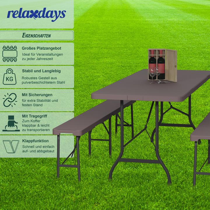 Produktbild Relaxdays 3-tlg. Bierzeltgarnitur (180 cm)
