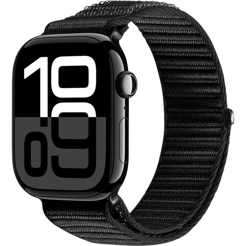 Dux Ducis Strap Apple Watch 42/44/45/46/49MM YE Nylon Braided Loop Wrist Strap Black, Cinturini per orologi