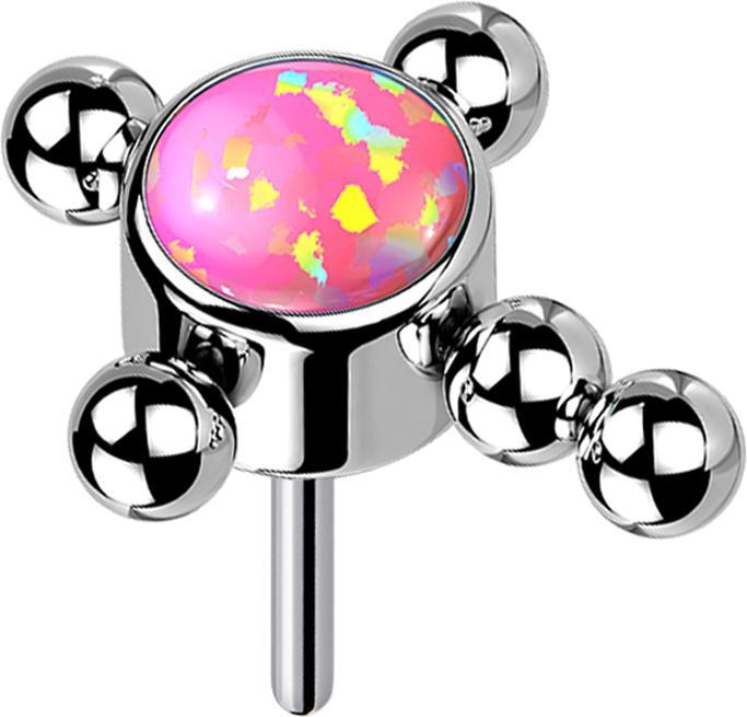 Produktbild Star Piercing Threadless silber Kreuz Kugeln Opal pink (Titan G23, ohne Messing)