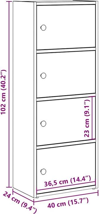 Image du produit vidaXL Bibliothèque imitation vieux bois 40x24x102 cm bois composite Bibliothèque (40 x 24 x 102 cm)