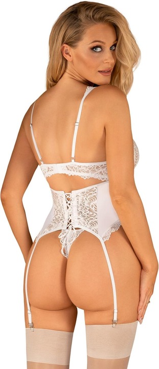 Actual product image Obsessive Lace suspender chemise with high leg cut plus thong (S, M, S/M)
