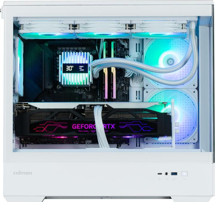 Actual product image Zalman GHE P30 V2 micro-ATX case Tempered Glass Panoramic View - White (mATX, Mini-ITX)