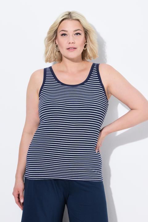 Image du produit Ulla Popken Top sans manches à rayures, avec soutien-gorge intégré, décolleté rond (58)