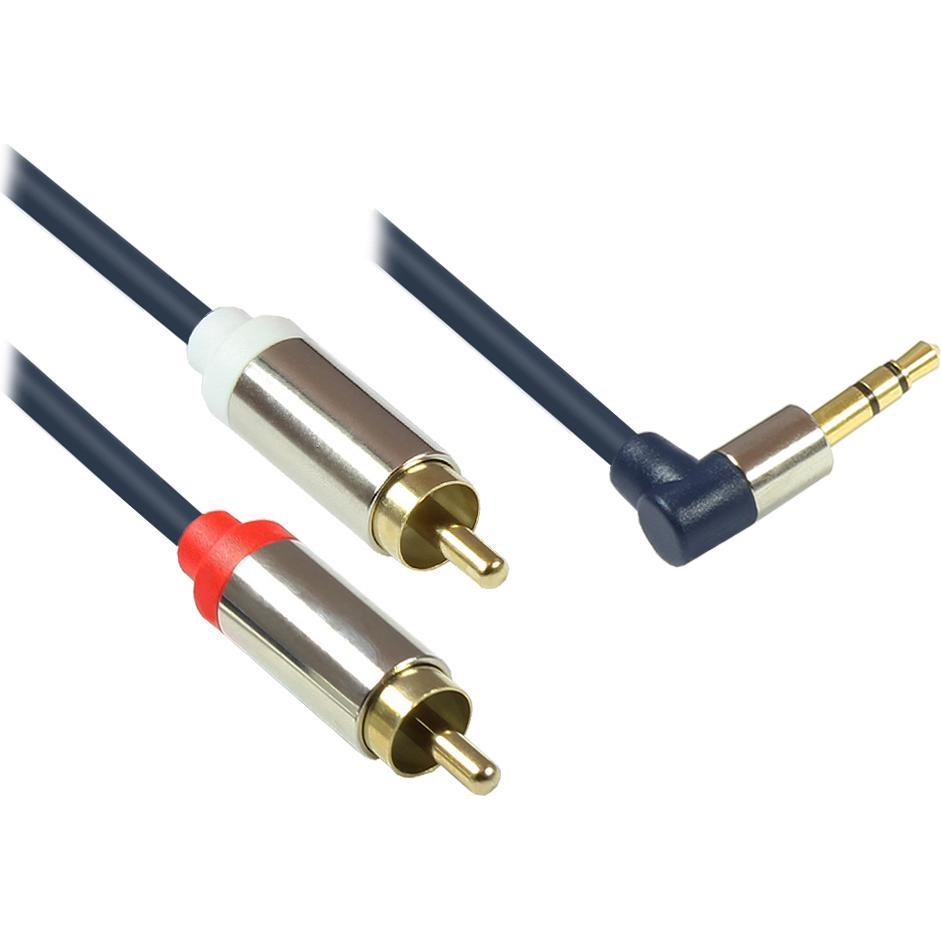 Good Connections Audio Anschlusskabel High-Quality 3,5mm, Klinkenstecker rechts abgew. an 2x RCA Stecker, Vollmetallg (5...