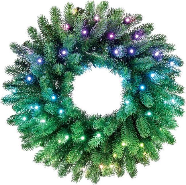 Twinkly Wstępnie oświetlony wieniec – 50 RGB LED Regal 24 zielony przewód typ wtyczki C (0.02 m)