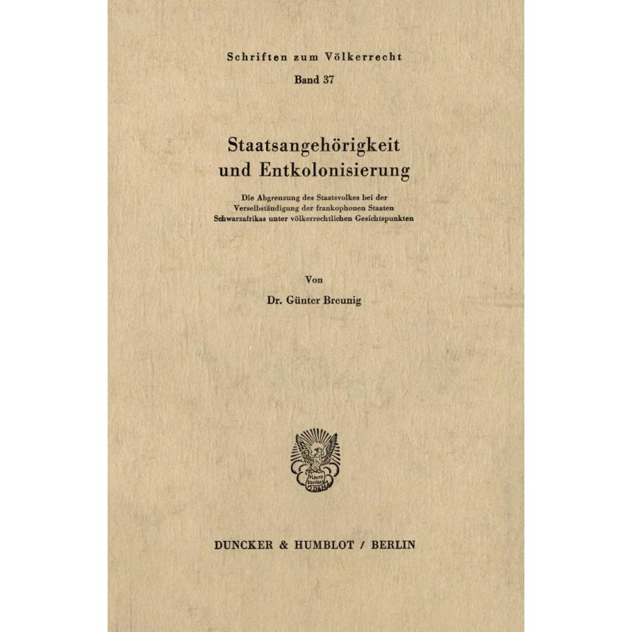 Staatsangehörigkeit und Entkolonisierung., Fachbücher