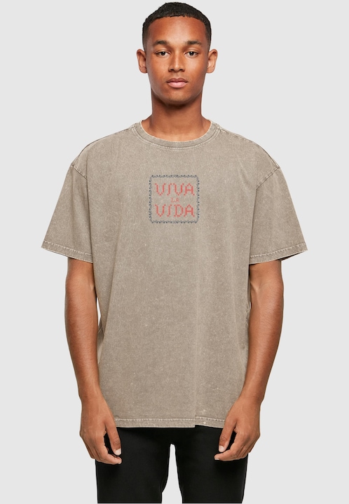 Actual product image Merchcode Frida Kahlo - Pixels viva la vida Acid Washed Heavy Oversize Tee - 118139 (M)