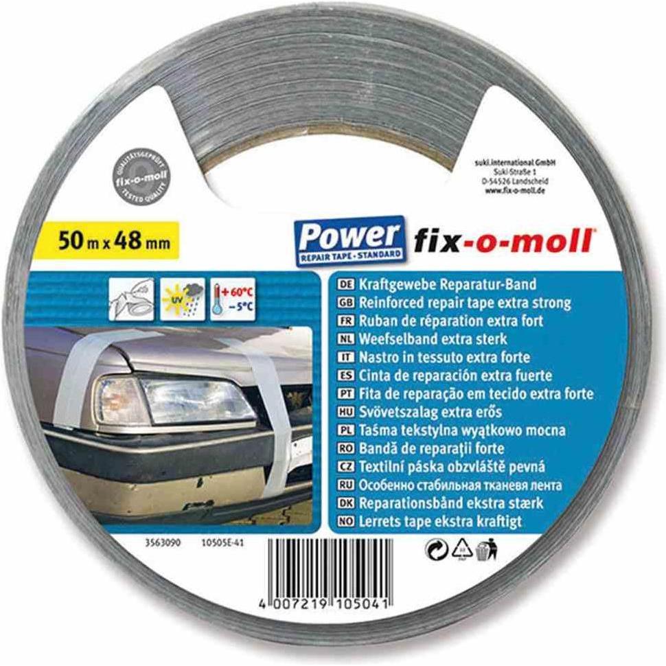 Fix-o-moll, Klebeband, Power-Band silber, 50 m, 48 mm standard (128 mm)