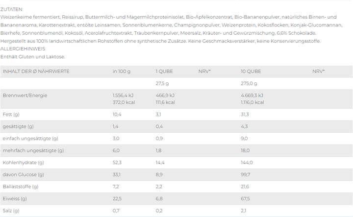 Nährwerte und Zutaten Swiss Qube Snack Box Bane (10 Stk., Snacks, 280 g)