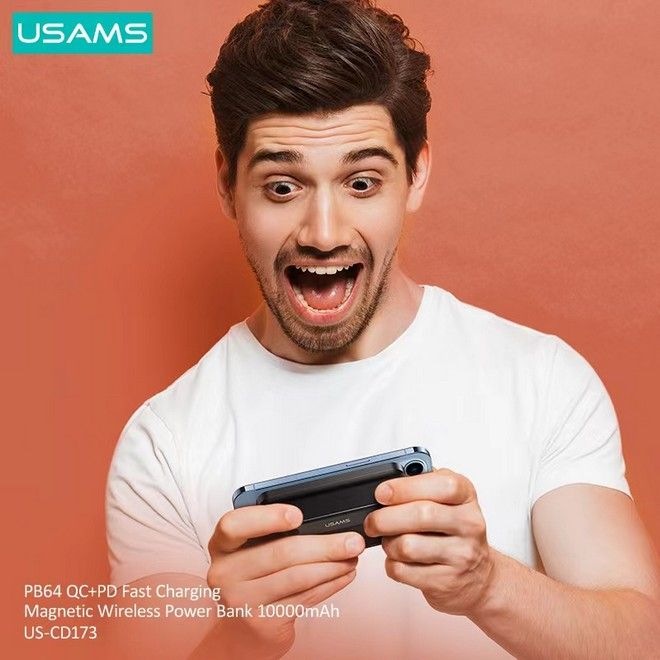 Actual product image Usams Magnetic Wireless Fast Charging Power Bank (10000 mAh, 20 W, 15 Wh)