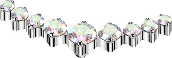 Image du produit Star Piercing Dermal Anchor courbé argent neuf cristaux ronds multicolores (sans laiton, Titane)