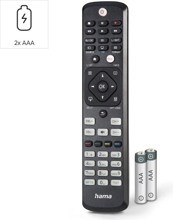 Immagine prodotto Hama Telecomando universale per TV Philips, IR, adattivo, tasti illuminati (Telecomando universale, Infrarossi)