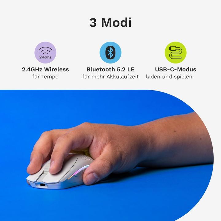 Actual product image Glorious Model O 2 Mini Wireless Gaming Mouse, White (Matte) (Cable, Wireless)