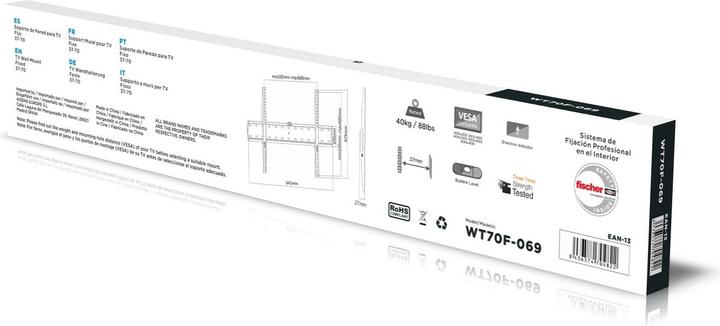 Produktbild Aisens Soporte Eco Fijo Ultra Delgado Para Monitor TV 40kg De 37-70 Negro (Wand, 70", 40 kg)