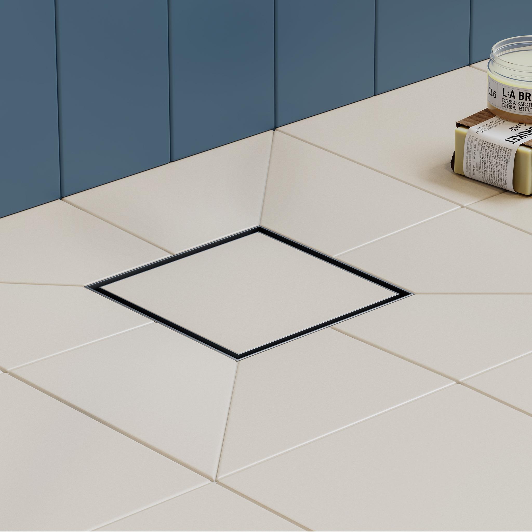 Thumbnail - hansgrohe, Duschrinne, HG Punktablauf RainDrain Brilliance Kompl.set 100x100mm Edelstahl gebürstet (467 mm)