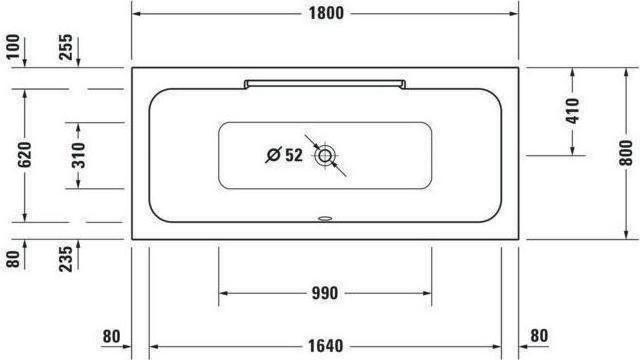 Actual product image Duravit Rectangular whirlpool tub DURASTYLE 180 l 180x80 we 2 RS Air-System (180 l, 180 cm, 80 cm)