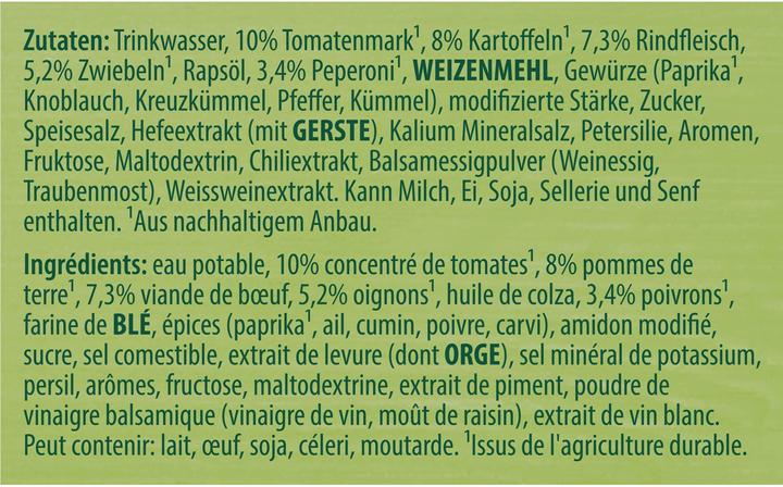 Nährwerte und Zutaten Knorr Ungarische Gulaschsuppe Beutel, reichhaltige Gulasch Suppe, zum Aufwärmen schnell zubereitet (570 ml)