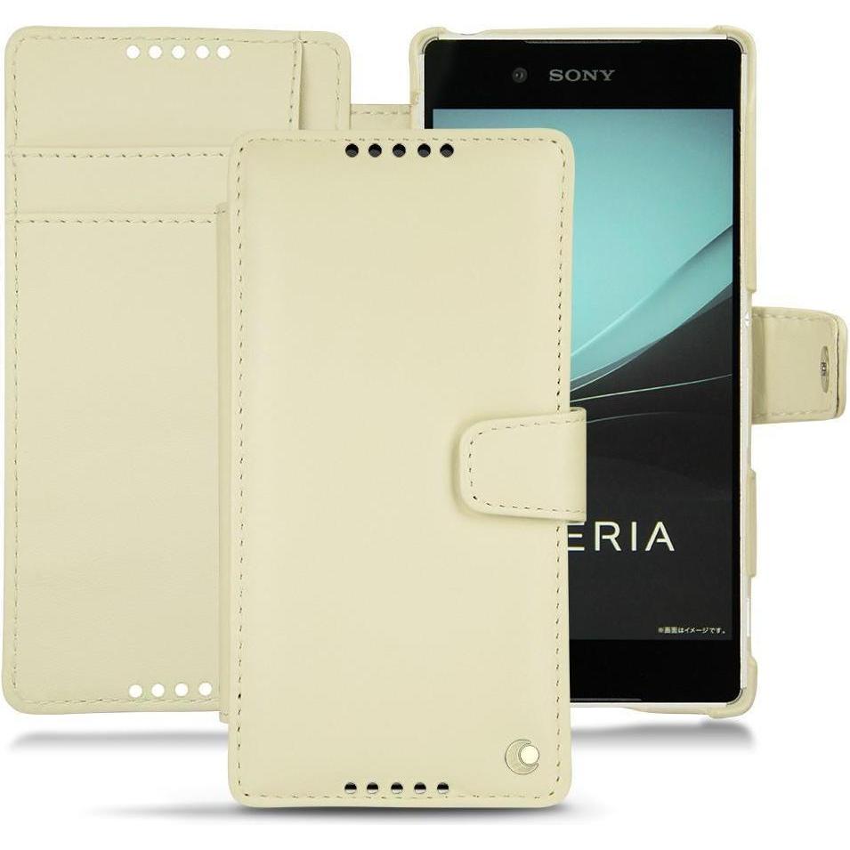 Noreve Lederschutzhülle Wallet (Sony Xperia Z4/ Z3+), Smartphone Hülle, Beige