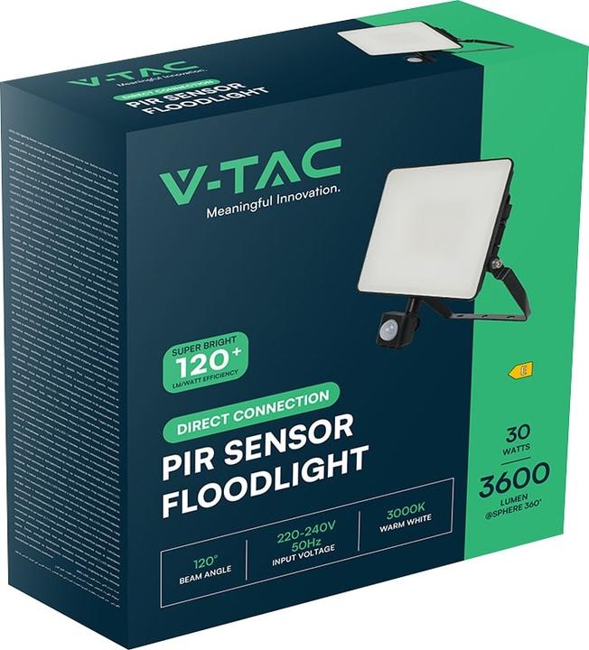 Produktbild V-TAC LED-Fluter, VT-4929-FC, EEK: E, 30 W, 3600 lm, 3000 K, IP65, warmweiss (3600 lm, IP65)