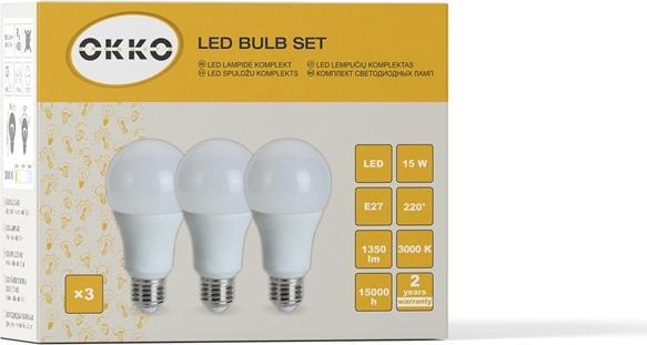 Produktbild Okko LED BULB A60 15W E27 830 1350LM 3PCS