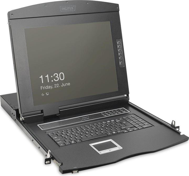 Digitus 19" HD LCD KVM console, 16-port Cat 5, German keyboard