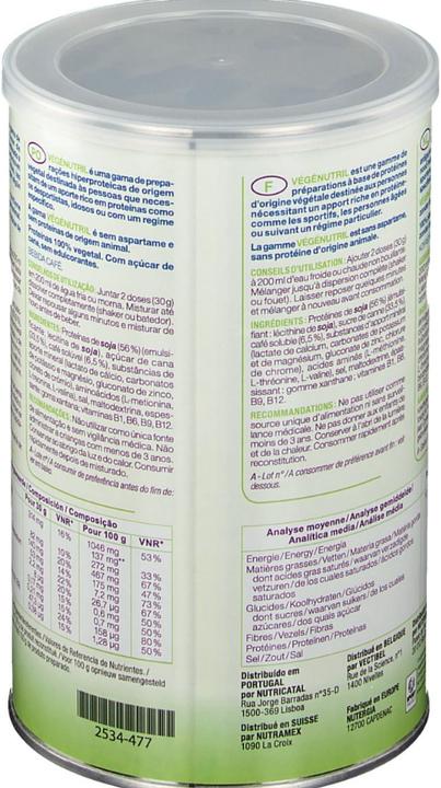 Nährwerte und Zutaten Nutergia Vegenutril Café Plv (1 Stück, Pulver, Granulat, 500 g)