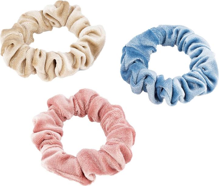 Produktbild Trisa Samt Scrunchie, hellblau, beige & rosa