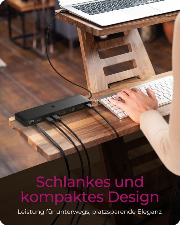 Produktbild Icy Box DockingStation mit 11-in-Anschlüssen dreifacher Videoausgabe,IB-DK2116-C (USB-C, 8 Ports)