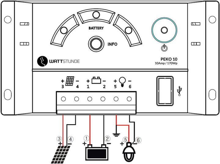 Actual product image Wattstunde PEKO10 10A solar charge controller