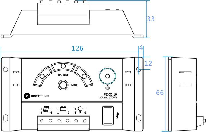 Actual product image Wattstunde PEKO10 10A solar charge controller