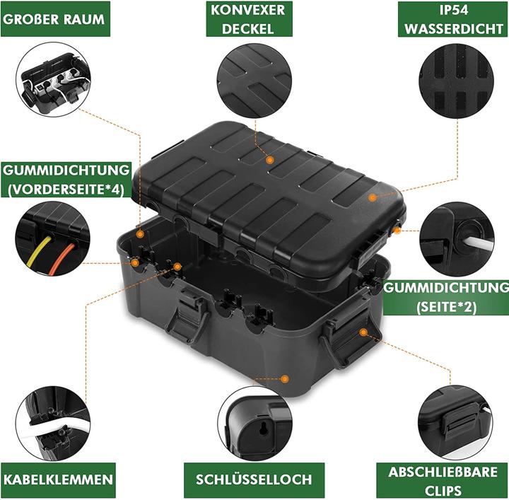 Produktbild Restmo Kabelbox, wasserdicht (32x22x13cm), schwarz
