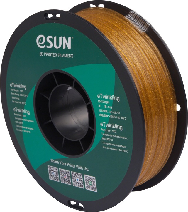 Productafbeelding eSUN ETWINKLING 1,75mm GOUD 1kg 3D FILAMENT (PLA, 1.75 mm, 1000 g, Goud)