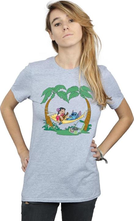 Actual product image Disney Womens/Ladies Lilo And Stitch Play Some Music Cotton Boyfriend T-Shirt (M)
