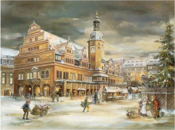 Olewinski & Tochter 2917 - Weihnachtspostkarte "Leipzig Rathaus"