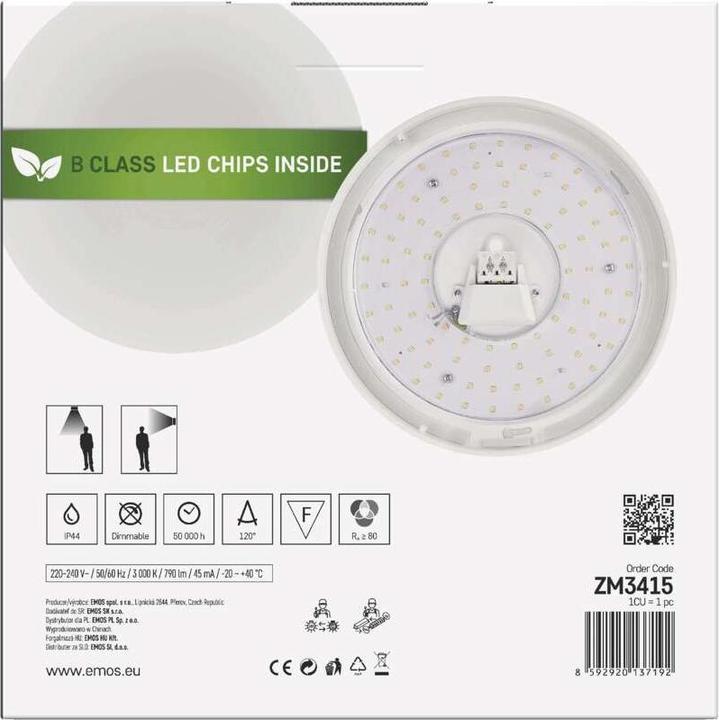 Produktbild Emos LED-Deckenleuchte TIVI, A CLASS, rund weiss 5,2W, IP44, Warmweiss (790 lm)