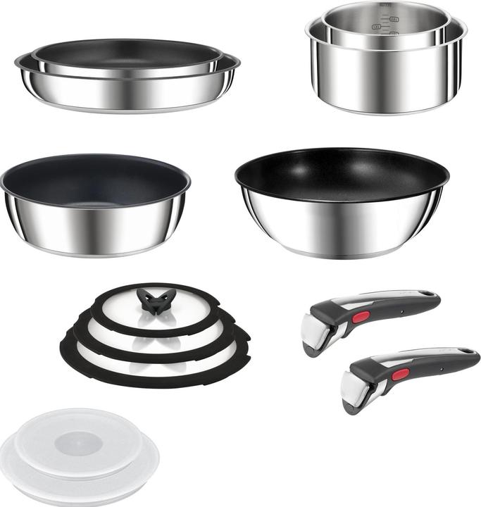 Produktbild Tefal Ingenio Preference On 13-teiliges Set (Wok Pfanne, Pfannenset + Topfset, Kochtopf, Bratpfanne, Stielkasserolle, Edelstahl)
