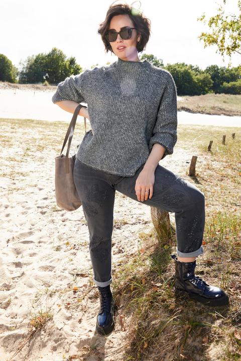 Actual product image Ulla Popken Striped Wool Blend Turtleneck Sweater (62)