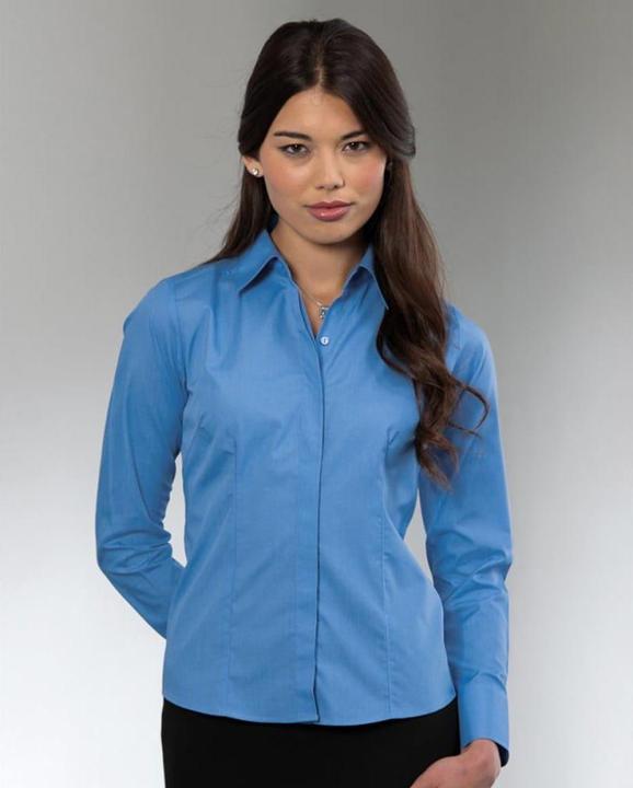 Produktbild Russell Collection Popelin Bluse Hemd Langarm pflegeleicht tailliert (XS)